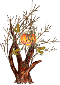 облетевший дуб с фонарём